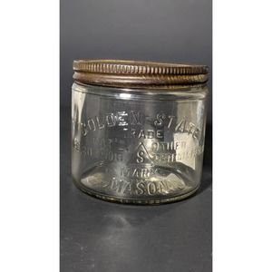 Antique Golden State Mason Jar With 2 Lids